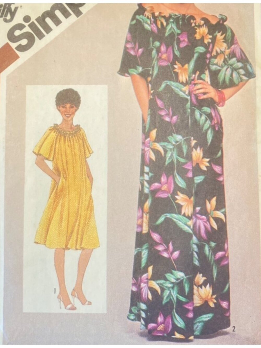 80s Simplicity 9844 Muu-Muu Vintage Sewing Pattern Small size 10-12 CC READ